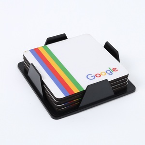 แผ่นรองเมาส์กูเกิล ราคาประหยัด (ชุด 4 ชิ้น) พร้อมขาตั้ง (พร้อมกล่อง) ทำจาก MDF เคลือบเงา ลายจุดกันลื่น EVA - Product Image 6