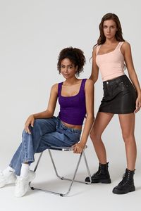 Nouveauté : Débardeurs sans manches à col carré en dentelle pour femmes, à double couche, coupe ajustée, t-shirts courts - Product Image 2
