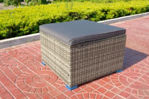 ชุดเครื่องจักสาน PE 5ชิ้นทันสมัยพร้อมเบาะรองนั่งครีมโต๊ะกระจกสำหรับสวนเลานจ์สวนสาธารณะโรงแรมวิลล่า - Product Image 6