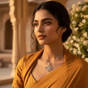 Colgante Om de Plata 925 para Mujer, Chapado en Rodio, Joyería Geométrica de Oro Blanco, Circonita, Diamante, Perla, Moderno, Cristiano, Religioso - Product Image 1