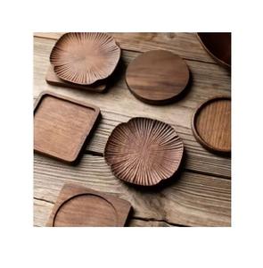 <b>Set</b> 4 ELEGANT DESIGNS Wooden <b>Coasters</b> <b>Holder</b> Brown Square Design Durable Eco-Friendly for Kitchenware Dining Tables - Product Image 6