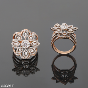 Bague cocktail florale esthétique Bague de fiançailles classique 1.5ct VVS Lab Grown Diamond Rose Gold for Certified Gold Plated - Product Image 3