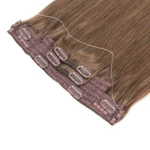 Pour les extensions de cheveux Halo # 8 mèches de cheveux humains Remy vietnamiens brun cannelle, ondulés naturels, pré-collées, 8-36 pouces - Product Image 3
