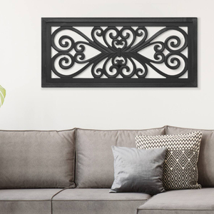 Wholesale Price Handmade Boho Black Wood Panel Customized Carved Floral Wall Decor Home Living Room Decoration Bulk Supplies <b>PC</b> - Product Image 6