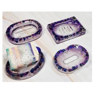 Porte-savon en résine Couleur violette Accessoires de salle de bain faits à la main de qualité supérieure Porte-savon en résine - Product Image 1