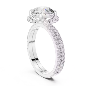 Round Brilliant Moissanite S925 Prong Ring Luxury Wedding Bridal Jewelry <b>Gift</b> for Women Diamond Pave Full Setting - Product Image 1