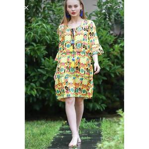 Vestito donna pompon-giallo E08