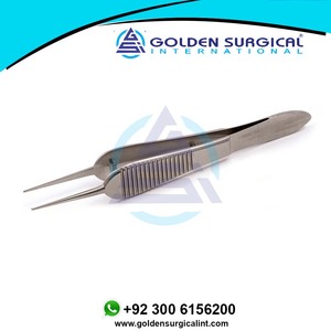 Pince à suturer chirurgicale Sauer 1x2 dents coudées, pince de fixation ophtalmique, pince de microchirurgie - Product Image 6