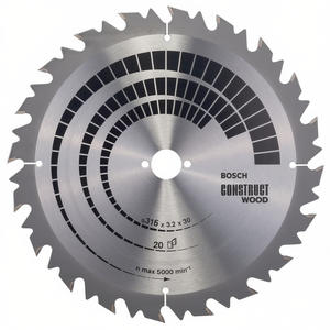 BOSCH Carbide Circular <b>Saw</b> Blade for Bamboo and Wood Crafts 315mm Outer Diameter 20 Teeth 30mm Bore 3.2mm Kerf - Product Image 3