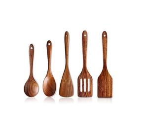 Hot Selling 5 Piece <b>Wooden</b> Acacia <b>Spoon</b> Non Stick Kitchen Spatula Cook Tool Accessories <b>Spoon</b> Spatula Cooking Utensils <b>Set</b> - Product Image 5