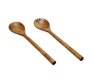<b>Wooden</b> Flatware Set Salad Servers and Dinnerware <b>Tongs</b> Spoon and Fork Eco-Friendly Kitchen Utensils - Product Image 2