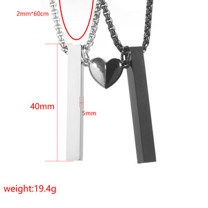 Collar de Amistad de Acero Inoxidable con Logotipo Personalizado, Collar de Corazón con <span class=keywords><strong>Fuerza</strong></span> Magnética para Parejas - Product Image 4
