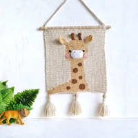 Décoration murale en crochet pour chambre de bébé, animaux de la jungle nordique, personnalisable, pour la maison