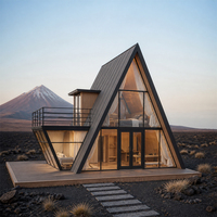 Cabane en A-frame, maison préfabriquée avec structure en acier pour une vie résidentielle moderne