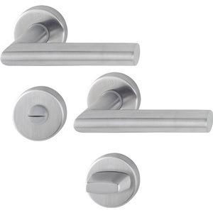Juego de rosetas Hoppe Amsterdam E1400Z/42KV/42KVS, redondas de acero inoxidable F69 SK/OL DIN Izquierda/Derecha D/D - Product Image 1