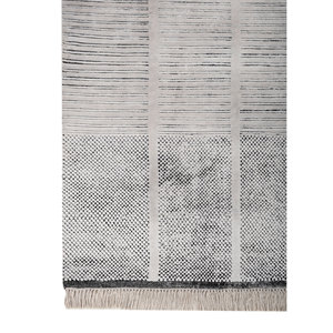 Alfombra Kavi Ivory de Lana y Seda de Bambú Anudada a Mano, Diseño Teoría del Caos, Rectángulo Geométrico para Sala de Estar, Pasillo, Esk-1522 - Product Image 4