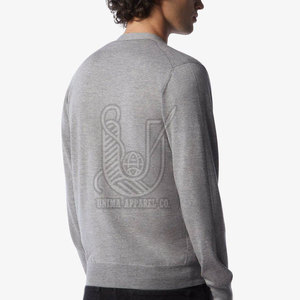 Cardigan en laine/coton tricoté respirant pour homme, décontracté, boutonné, manches longues, taille personnalisée, logo sur le devant - Product Image 2