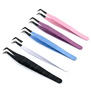 Pince à épiler à pointe en fibre Mega Volume pour extensions de cils cils Pince à épiler à volume de 90 degrés Pince à épiler ergonomique à pointe de botte - Product Image 1