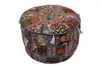 Khambadiya Patchwork Coton Pouf/Ottoman Couverture À La Main Décor À La Maison art Patchwork Salon Ottoman Couverture en gros Lot