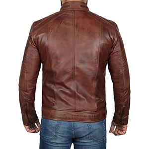 Nueva Chaqueta de Cuero Marrón para Hombre, Chaqueta de Motociclista de Cuero Auténtico de Vaca, Chaqueta de Cuero para Hombre - Product Image 2