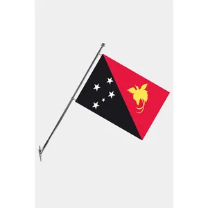 Ensemble de mât de drapeau télescopique mural de Papouasie-Nouvelle-Guinée avec graphismes imprimés numériquement - Product Image 1