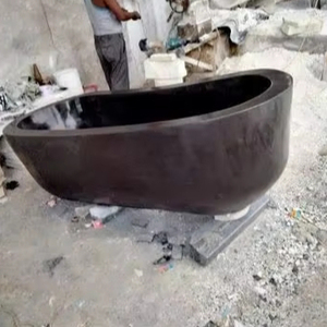 Baignoire moderne en marbre noir brillant de six pieds sculptée à la main Salle de bain en pierre naturelle pour le trempage de style - Product Image 3