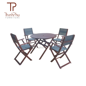 Ensemble de salle à manger pliant rond durable et écologique de haute qualité pour hôtels et restaurants jardins extérieurs avec meubles en tissu de bois - Product Image 3