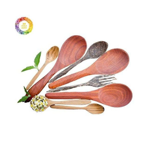 Cuillère en bois de qualité supérieure Couverts en bois naturel fabriqués à la main Parfait pour remuer Servir Cuisine Manger Salade Soupe Ustensile de cuisine - Product Image 4