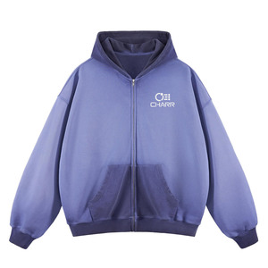Sweat à capuche personnalisé de haute qualité en coton pour hommes délavé au soleil vêtements de rue doublé à l'acide surdimensionné brodé solide hiver - Product Image 1