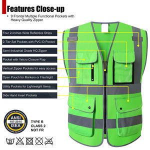 Dernier modèle de gilet de sécurité pour hommes, gilet réfléchissant imperméable et léger de grande taille à faible quantité minimale de commande et logo personnalisé - Product Image 3