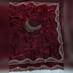 Sari indien prêt à porter pour soirée cocktail, en soie rose avec travail de diamants, chemisier, sari de soirée le plus vendu - Product Image 2