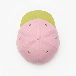Casquette de baseball unisexe 6 panneaux rose et vert citron, ajustable, en toile de couleur unie, pour un usage décontracté printemps-été, avec intérieur en satin de soie - Product Image 6