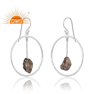 Pendientes de piedras preciosas de pirita Natural de Plata de Ley 925, joyería personalizada para mujer, regalo para ella - Product Image 3