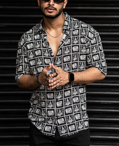 เสื้อพิมพ์ลายของผู้ชายเสื้อโพลีเอสเตอร์พิมพ์ลายระบายแขนสั้นสไตล์ฮาวายสำหรับฤดูร้อนสินค้ามาใหม่2025 - Product Image 2