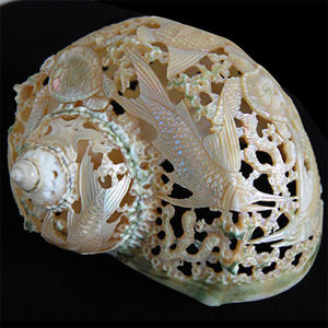 Arte tallado JOYERÍA SEASHELL con arte tallado 11 cm Motivo de concha Estilo animal - Product Image 4