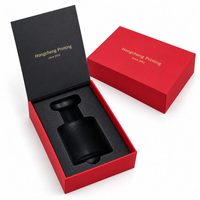 Caixa de Embalagem Cosmética Rígida Vermelha de Luxo Personalizada com Tampa Removível, Forro Interno Preto e Inserto Moldado (Ecológica)