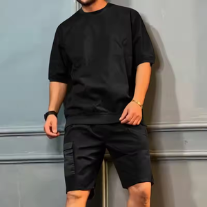 MOQ1 Ensemble de pantalons cargo décontractés de haute qualité fabricant de survêtements Logo personnalisé Ensembles de short de plage deux pièces vierges pour hommes - Product Image 4