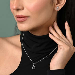 Conjunto de Joyería Nupcial Clásico con Diseño de Gota de Lluvia en Plata, Diamantes con Corte Pera y Circonitas, con Baño de Oro Rosa, Ideal para Bodas y Fiestas, Regalo Perfecto - Product Image 3