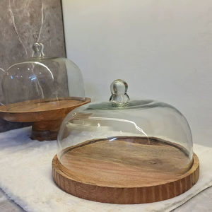 Support à gâteau artisanal en bois, couvercle en verre pour présentation de desserts, boîte à gâteau avec plateau en bois, dôme en verre pour présentation de pâtisseries - Product Image 5