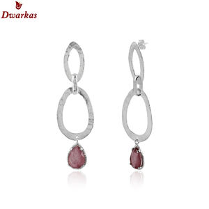 Excellentes boucles d'oreilles de qualité supérieure 925 boucles d'oreilles poire en argent sterling quartz pierre gemme texture goutte boucle d'oreille pour les femmes - Product Image 6