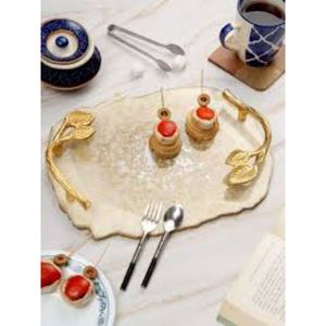 Bandeja de servicio de resina blanca clásica hecha a mano de una sola pieza con la mejor calidad extra para servir cenas en restaurantes planos - Product Image 4