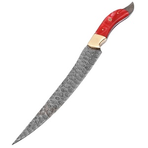 Custom Hand Forged Damascus Fillet knife With leather Sheath cover (smk1636) - Product Image 1