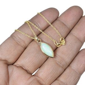 ยอดนิยมอีธิโอเปียโอปอล 925 เงินสเตอร์ลิงอัญมณีโซ่จี้เดือนตุลาคม Birthstone หินธรรมชาติของขวัญวันเกิด - Product Image 1