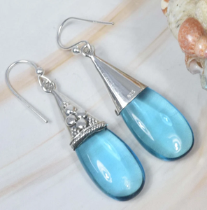 Blue Quartz 925 <b>Sterling</b> <b>Silver</b> Gemstone Hook <b>Earring</b> Handmade Jewelry April Birthstone Drop <b>Earring</b> Gift for <b>Christmas</b> - Product Image 3