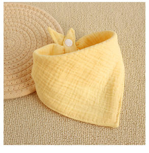 Serviette à salive pour bébé, Bandana réutilisable, bavoir pour bébé, serviette triangulaire, Six couches, lavage plissé, fil <span class=keywords><strong>de</strong></span> coton pur teint, Support - Product Image 5