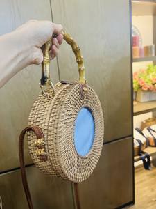 Precio al por mayor mejor calidad con bolsa de ratán con bolsas de diseñador de tela de algodón con asa de bambú del mejor proveedor - Product Image 2