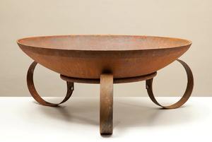 Rustic Large Kadai With Stand Portable Garden Bonfire Stand Outdoor Accessories Garden Decor Kadai Handcrafts Round <b>Fire</b> <b>Pit</b> - Product Image 4