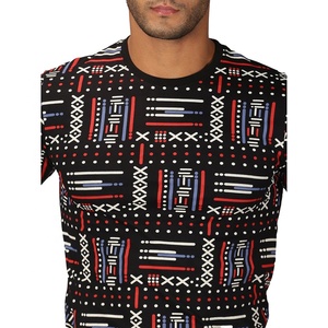 Vente en gros T-shirt à manches mi-longues pour homme 100% coton imprimé sur toute la surface, col rond, tenue de rue décontractée personnalisée avec service OEM - Product Image 5