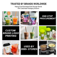Gobelet transparent en PLA 100 % compostable imprimé sur mesure, jetable, pour smoothies, boissons, café glacé, boissons froides à emporter