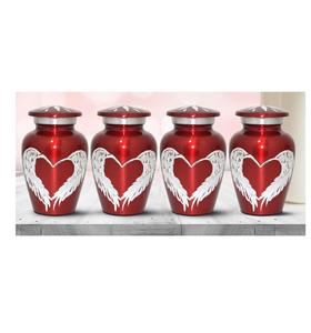 Recuerdo de urnas de Ángel Rojo-Urnas pequeñas para cenizas humanas Juego de 4-Urnas rojas con alas de Ángel con caja y bolsas-Honra a tu ser querido - Product Image 6